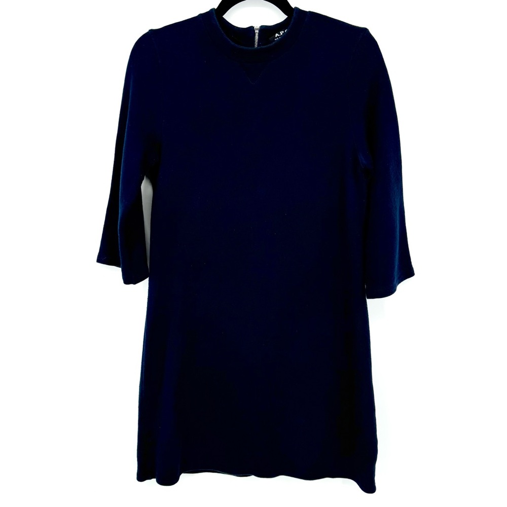 A.P.C. Navy Blue Winter Cozy Sweatshirt Dress Long Sleeve Cotton